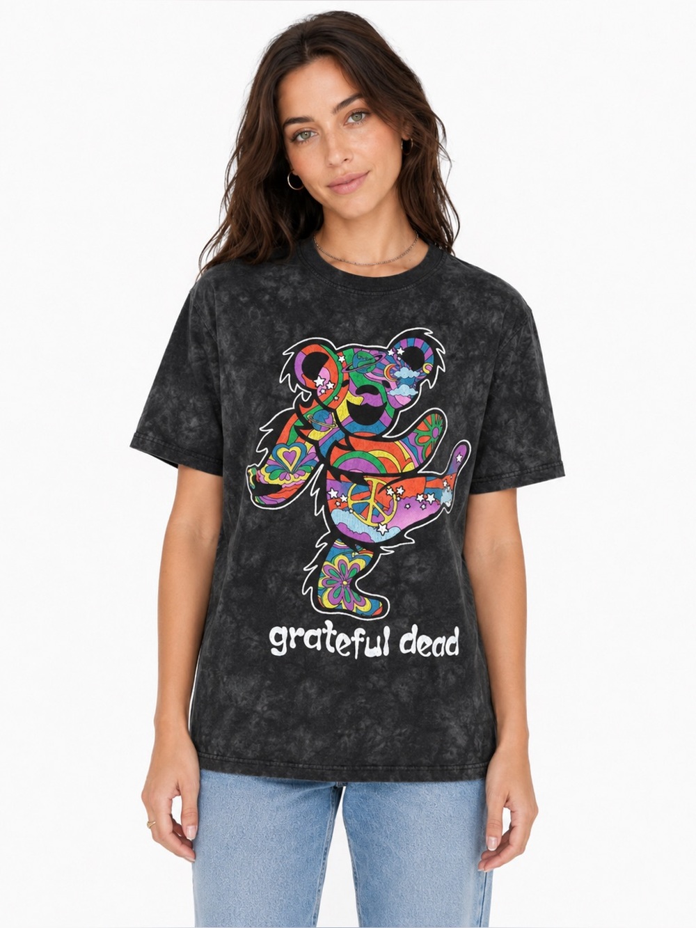 Grateful Dead Liquid Blue Psychedelic Dancing Bear Tie Dye Graphic T-Shirt